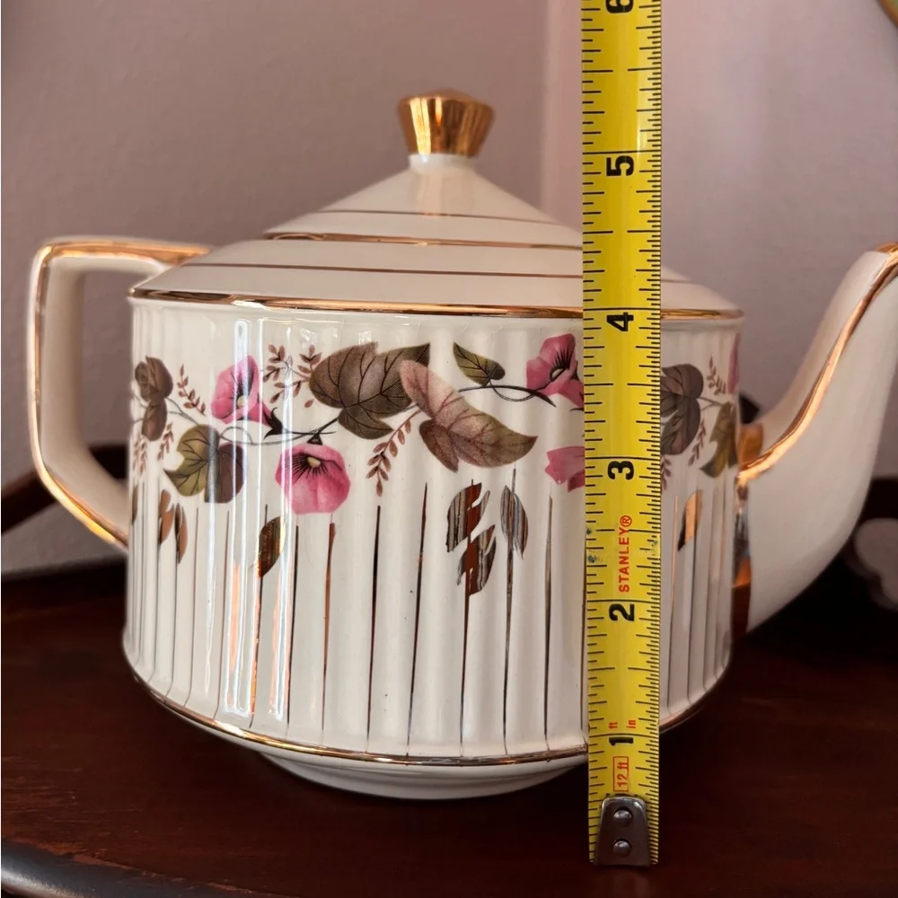 Sandler Teapot England Vintage 3083 Gold Gild Morning Glory